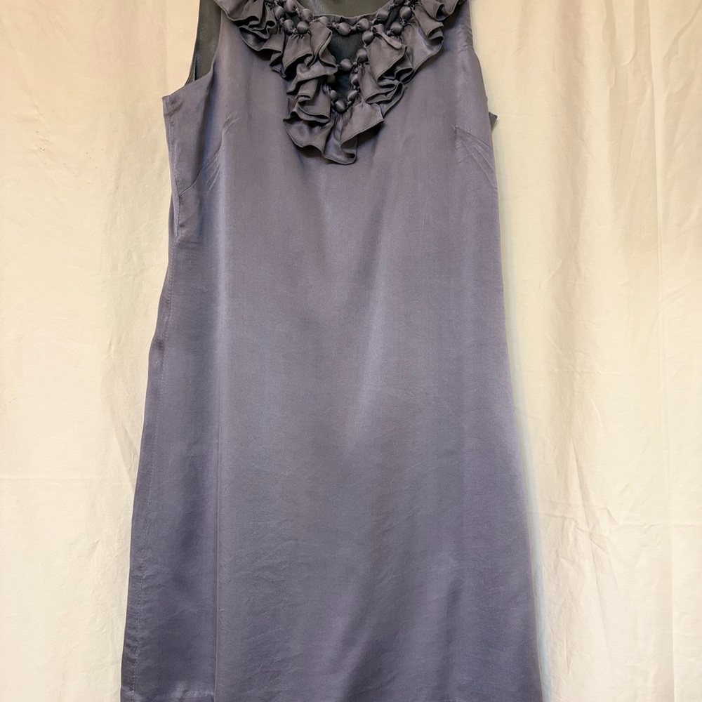 ECI 100% Silk Mini Gray Metallic Dress Size 4